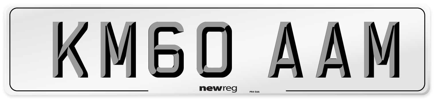 KM60 AAM Number Plate from New Reg